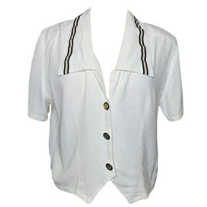 Vintage 80 HK Collectible Short Sleeve Button Shirt White Large Collared